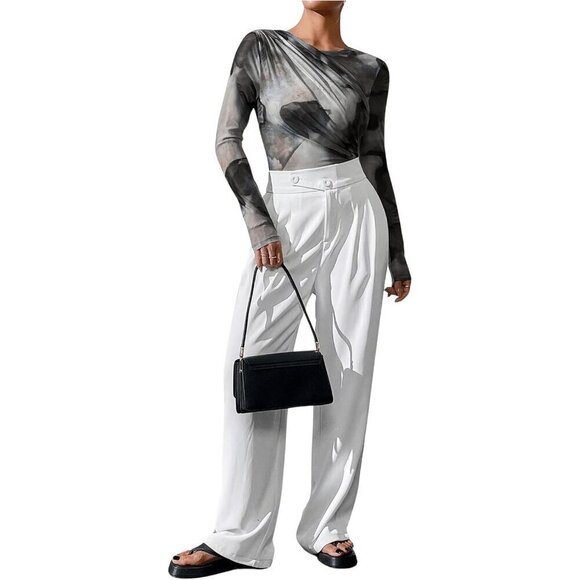 Long Sleeve Bodysuit Grey Sexy Fit Comfy Lightweight Layering Top Fall Winter - Picture 4 of 5